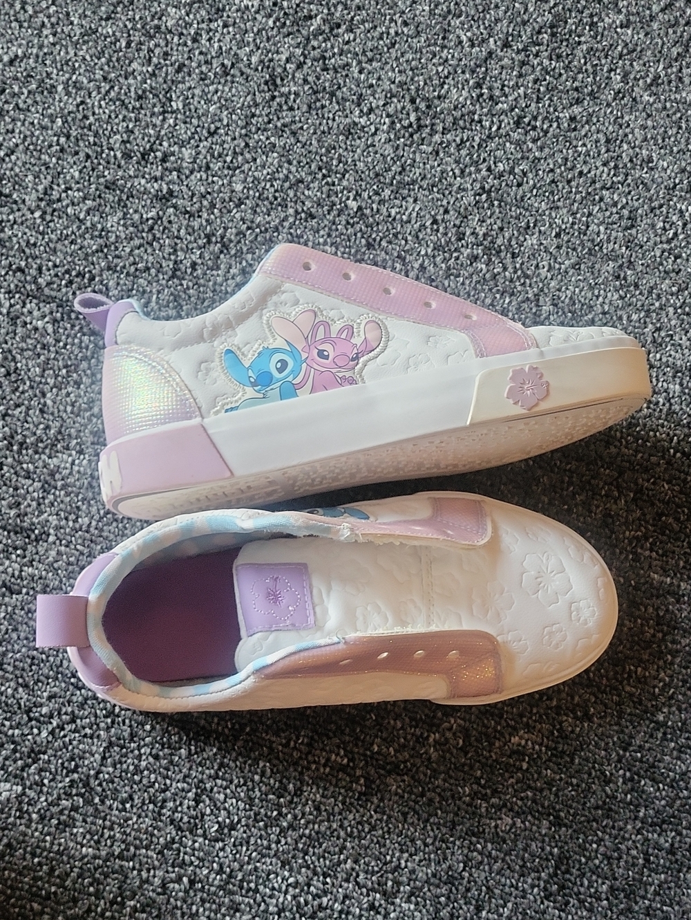 Disney White and Light Purple Kids Character Slip-On Sneakers